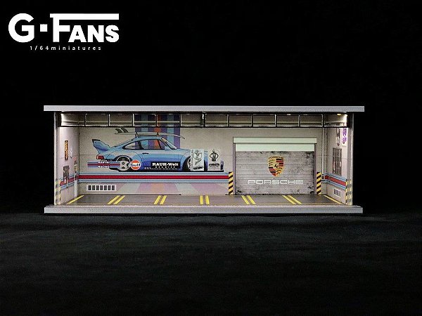 Diorama Garagem Porsche RWB 1:64 G.Fans c/ Leds