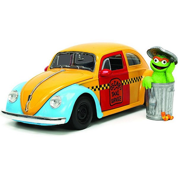 Volkswagen Fusca 1959 Oscar The Grouch + Figura Jada Toys 1:24