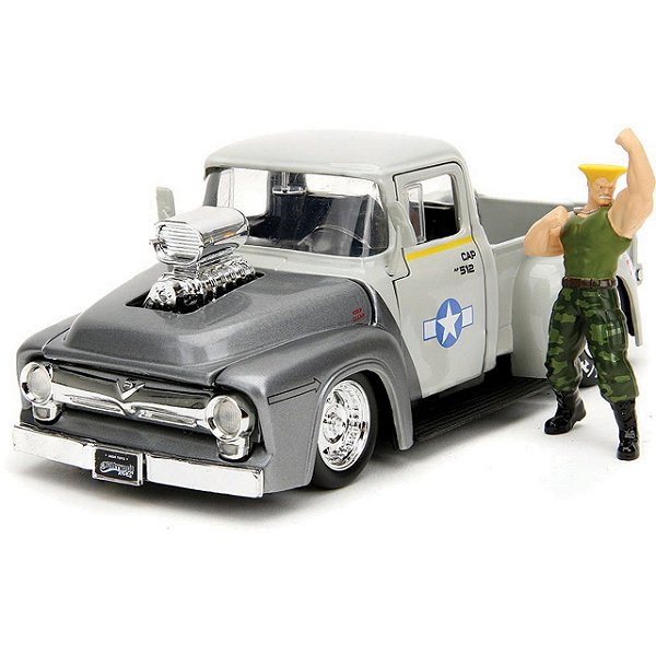 Ford F-100 1956 Street Fighter + Figura Guile Jada Toys 1:24