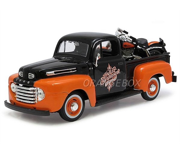 Ford F-1 Pick Up 1948 Harley Davidson + FLH Duo Glide 1958 1:24 Maisto Preto