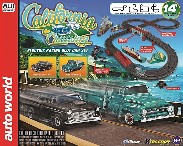 Conjunto Autorama Elétrico Slot Car Set Racing California Cruising 1:64 Autoworld