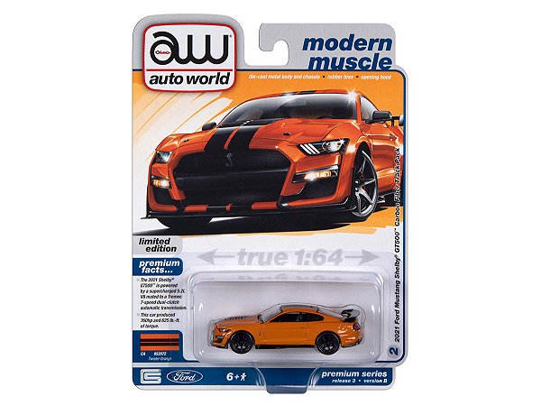 Ford Mustang Shelby GT500 Carbon Edition Track Pack 2021 Release 3B 2023 1:64 Autoworld Premium