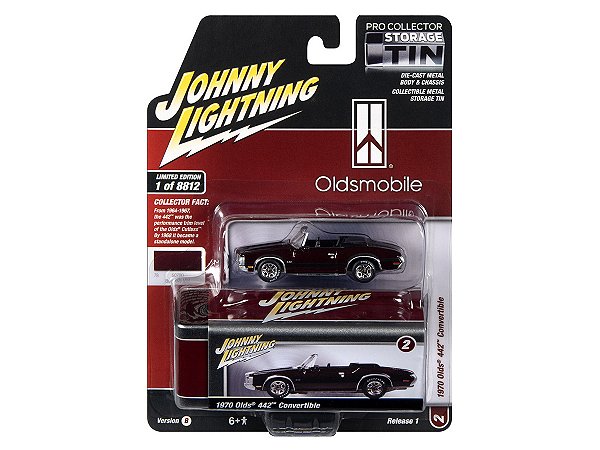 Oldsmobile 442 Convertible 1970 Release 1B 2022 1:64 Johnny Lightning Collector Tin