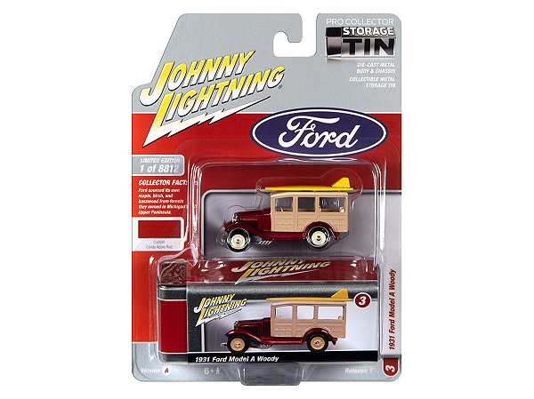 Ford Model A Woody 1931 Release 1A 2022 1:64 Johnny Lightning Collector Tin