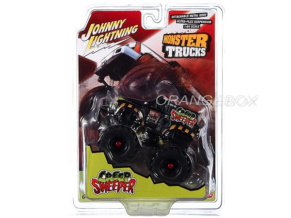Creep Sweeper Monster Trucks 1:64 Johnny Lightning 2022 Preto