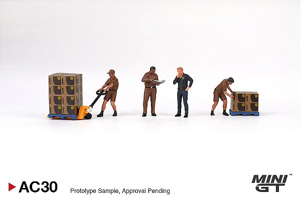 Set Figuras UPS Driver and Workers 1:64 Mini GT