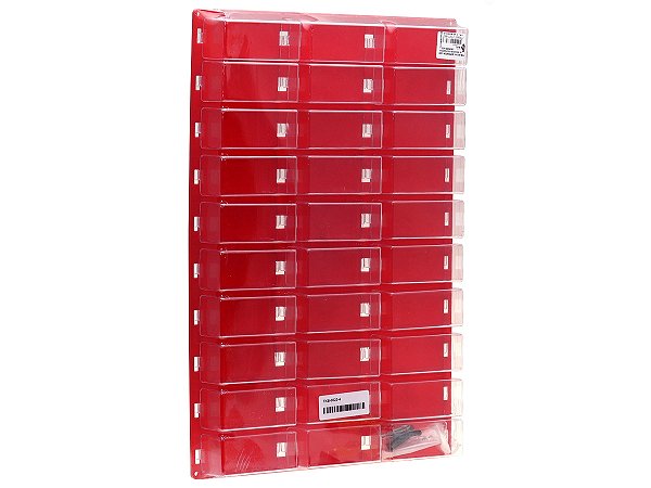 Expositor com 30 Nichos Fechados p/ Miniaturas 1:64 The King of Boxes Vermelho