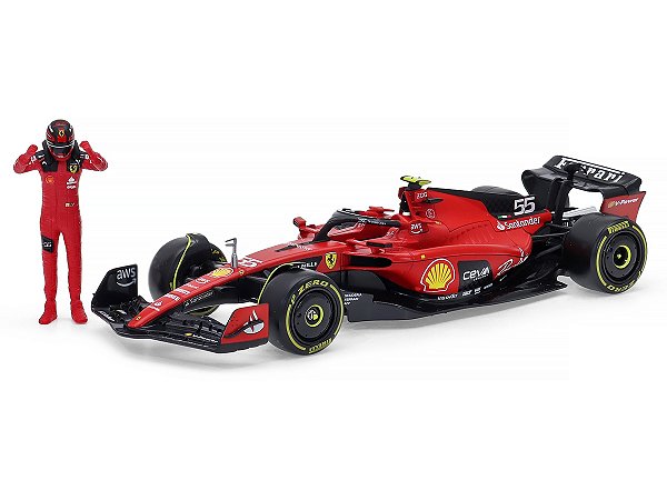 Fórmula 1 Ferrari SF-23 Carlos Sainz 2023 c/ Piloto 1:24 Bburago