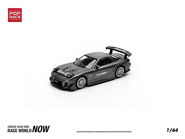 Mazda RX7 RE Amemiya Widebody 1:64 POP RACE Cinza