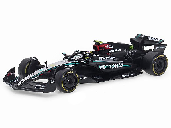 Fórmula 1 Mercedes Bens AMG Petronas W15 Hamilton Winner British Gp 2024 1:43 Bburago c/ Display e Piloto