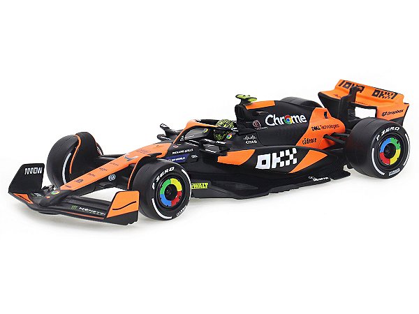 Fórmula 1 McLaren MCL38 Gp Miami 2024 Norris 1:43 Bburago c/ Display e Piloto