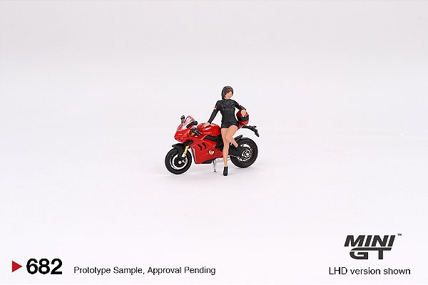 Ducati Panigale V4 S + Figura Ducati Girl 1:64 Mini GT