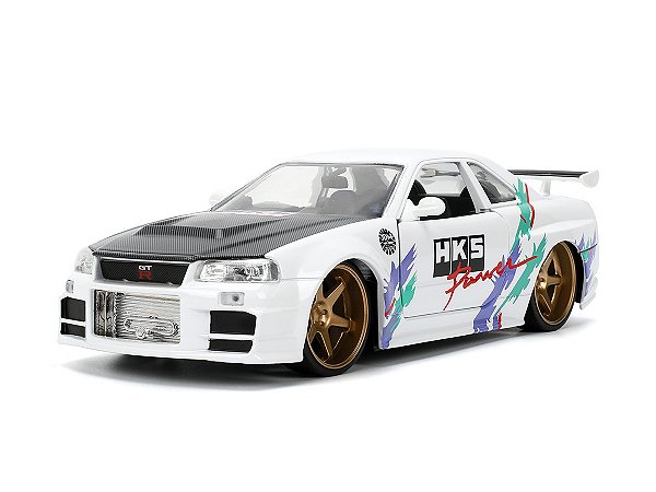 Nissan Skyline GT-R R34 2002 HKS Power JDM Tuners 1:24 Jada Toys Branco