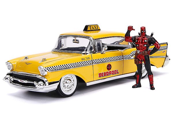 Chevrolet Bel Air 1957 Taxi + Deadpool Diecast Marvel Jada Toys 1:24