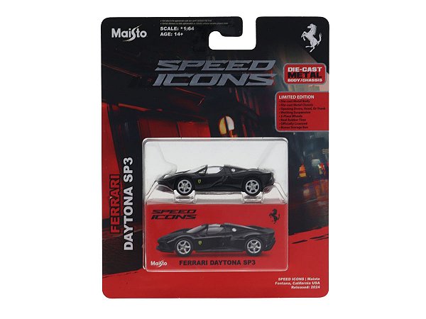 Ferrari Daytona SP3 1:64 Maisto Speed Icons Preto