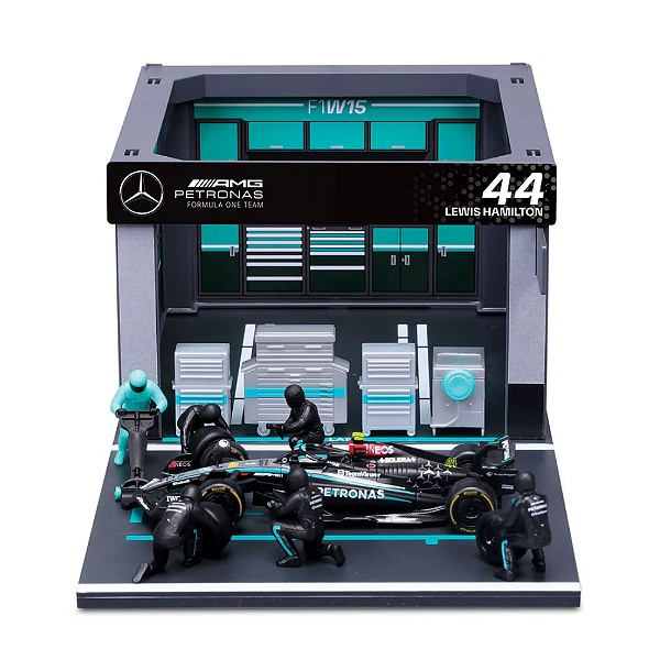 Fórmula 1 Pit Stop Mercedes W15 Lewis Hamilton 2024 1:43 Bburago