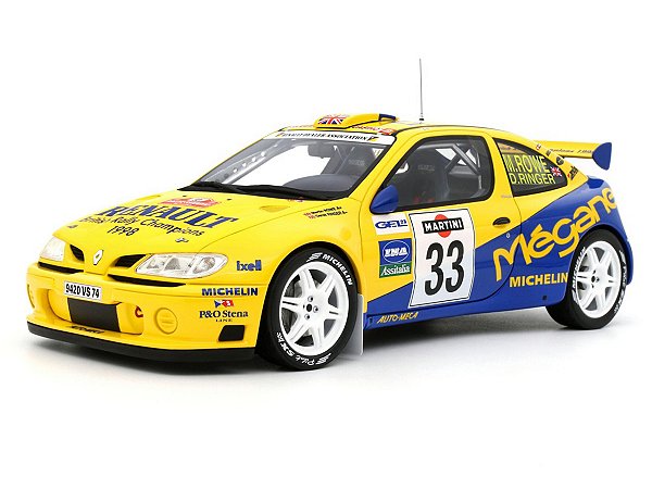 Renault Megane Maxi #33 M. Rowe Rallye San Remo 1998 1:18 OttOmobile Amarelo