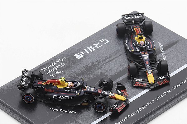 Set Fórmula 1 Oracle Red Bull Racing RB21 M.Verstappen Y.Tsunoda GP Abu Dhabi 2025 1:64 Spark