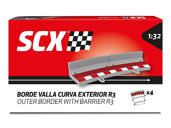 Acabamento Lateral com Barreira para Curvas R1 45° 08 unidades 1:32 SCX