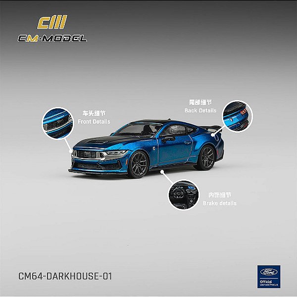 Ford Mustang DarkHorse 1:64 CM Model Azul