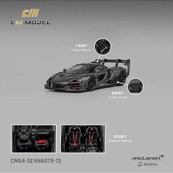 McLaren Senna GTR 1:64 CM Model Cinza