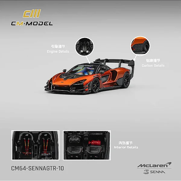 McLaren Senna GTR 1:64 CM Model Laranja