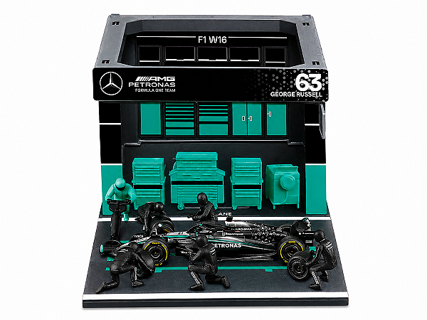 Fórmula 1 Pit Stop Mercedes W16 George Russell 2025 1:43 Bburago