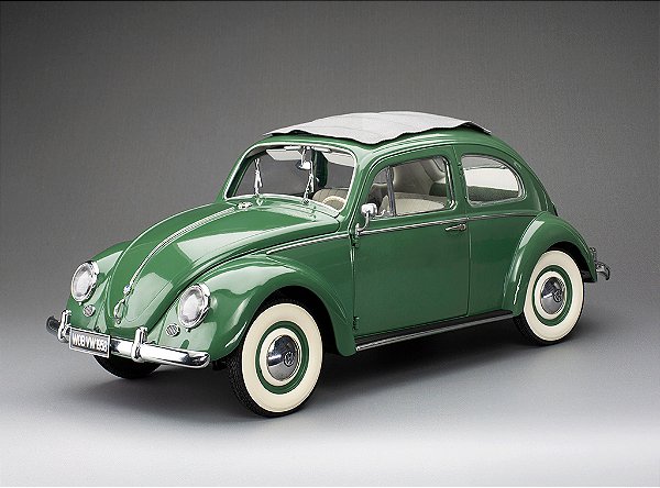Volkswagen Fusca Beetle Saloon Opening Roof 1950 1:12 Sunstar Verde