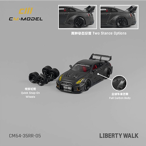 Nissan GTR35RR LBWK Liberty Walk All Carbon 1:64 CM Model