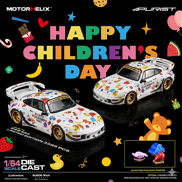 *** PRÉ-VENDA *** Porsche RWB 993 Happy Children's Day LIMITED EDITION 1:64 MOTORHELIX