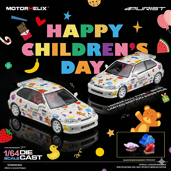 *** PRÉ-VENDA *** Honda Civic Type R EK9 Happy Children's Day LIMITED EDITION 1:64 MOTORHELIX