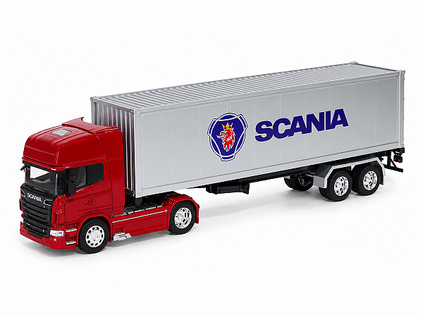 Carreta Scania R 730 V8 Baú 1:32 Welly Vermelho