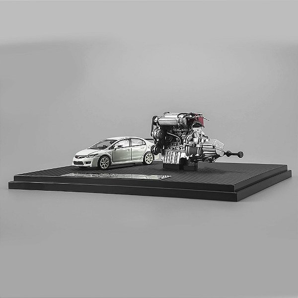 *** PRÉ-VENDA *** Display Honda Civic TYPE R (FD2) 1:64 + Motor K20A Exclusivo HK ToyCar Salon 2026 MOTORHELIX PV13007