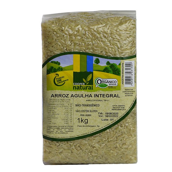 ARROZ AGULHA INTEGRAL 1KG - COOPERNATURAL