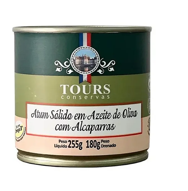 Atum Sólido ALCAPARRAS em Azeite de Oliva 255g - TOURS Conservas