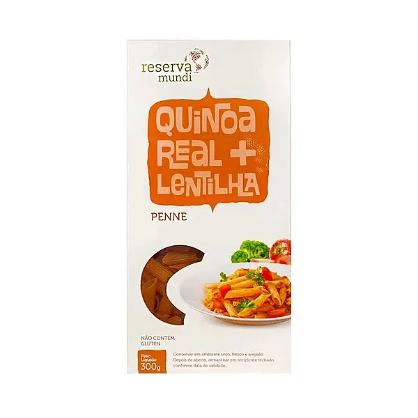 Penne de Quinoa e Lentilha Sem Glúten 300g - RESERVA MUNDI