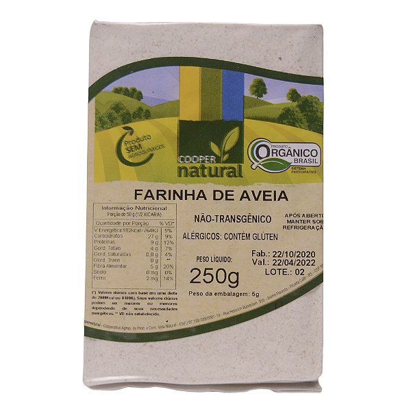 FARINHA DE AVEIA ORGANICO 250G - COOPERNATURAL