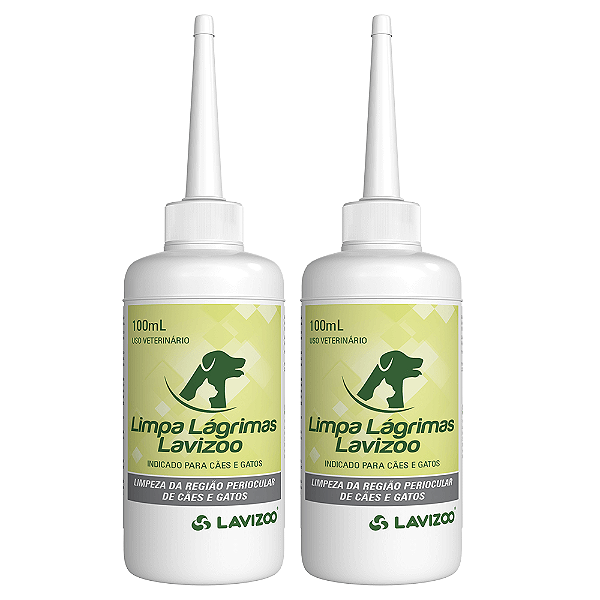 Kit 02 Limpa Lágrimas Ácida Cachorro e Gato Lavizoo 100ml