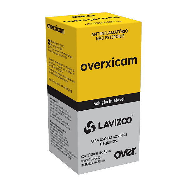 Overxicam Lavizoo 50ml Anti Inflamatorio Injetável Bovinos e Equinos