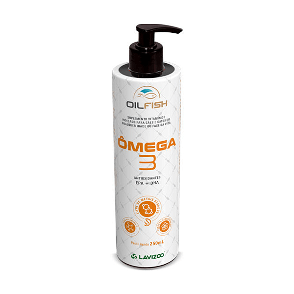 Omega 3 Liquido para Cachorro e Gato Oil Fish Lavizoo 250ml