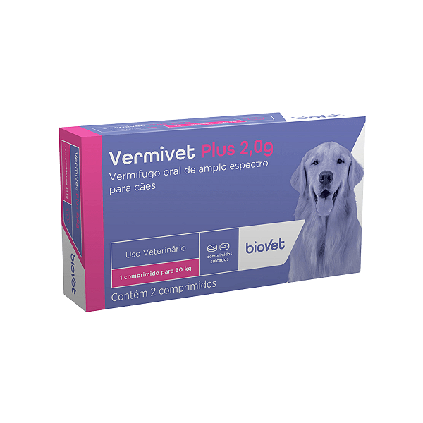 Vermifugo Vermivet Plus Remédio Vermes Cães até 30kg 2,0g