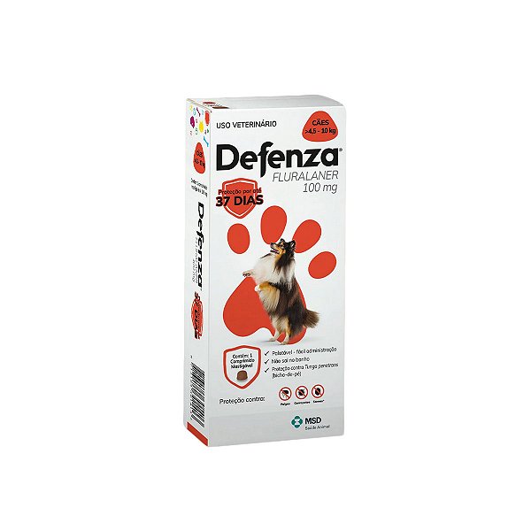 Defenza 100mg Anti Pulgas Carrapatos Sarna Cães 4,5 a 10kg