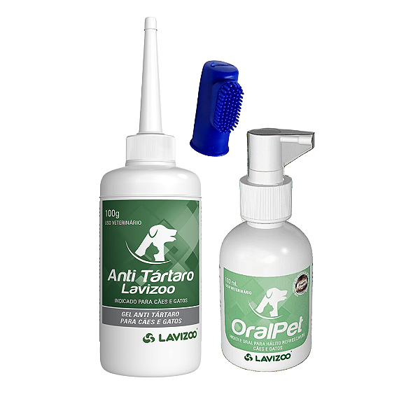 Kit Bucal Anti Tártaro Lavizoo + Spray Oralpet + Dedeira Pet