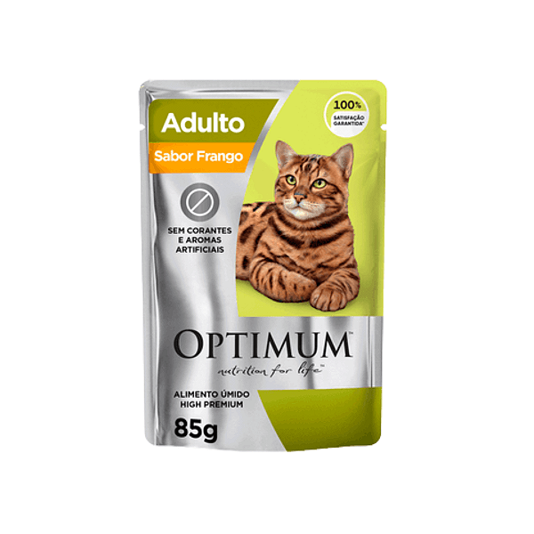 Optimum Cat Sachê Gatos Adultos Frango Ração Úmida 85g