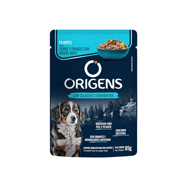 Sachê Origens Cães Filhotes Ração Úmida Carne 85g