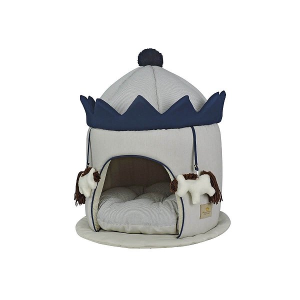 Toca Casinha Carrossel Bonito pra Cachorro Azul Marinho