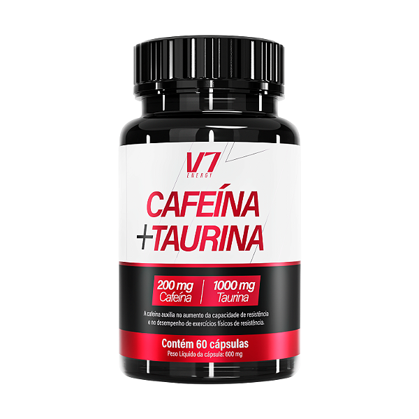 Cafeína com Taurina 600mg – 60 Cápsulas – V7 Energy