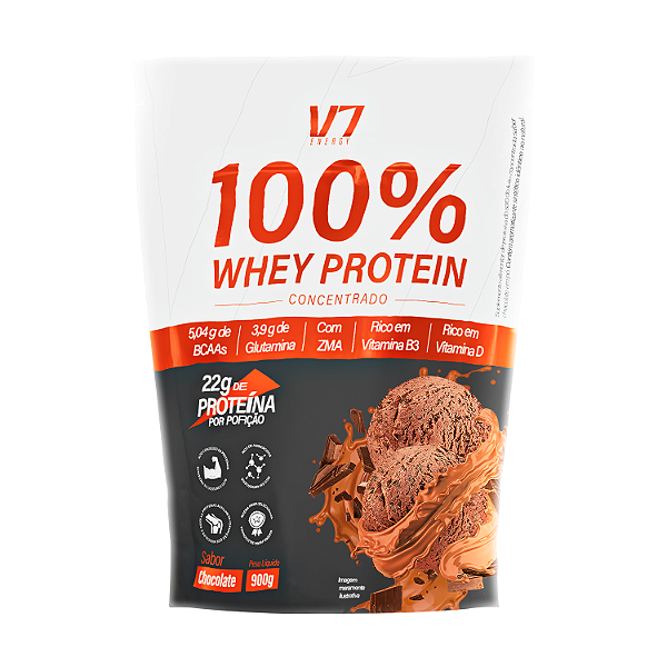 Whey Protein Concentrado - Sabor Chocolate 900g - V7 Energy