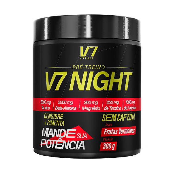 Pré-Treino V7 Night 300g – Sabor Frutas Vermelhas – V7 Energy