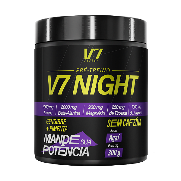 Pré-Treino V7 Night 300g – Sabor Açaí – V7 Energy